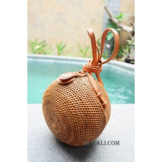 balls coins bags rattan leather handle long